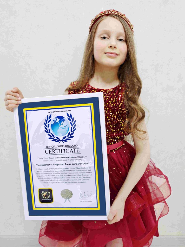 Youngest Opera Singer and Award Winner in Opera – Milana Gontsova