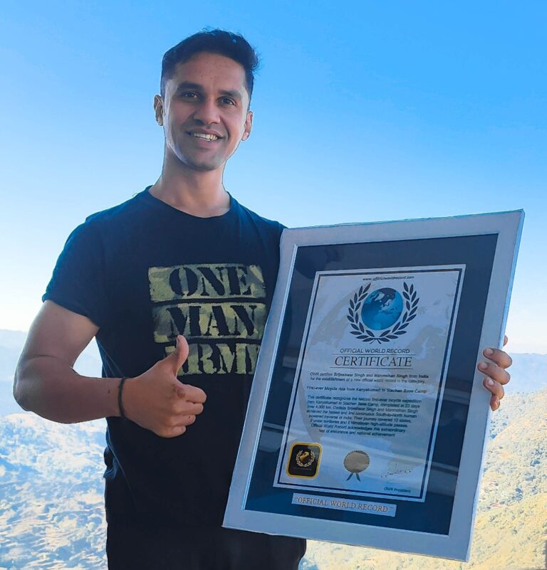 First Ever Bicycle Ride from Kanyakumari to Siachen Base Camp