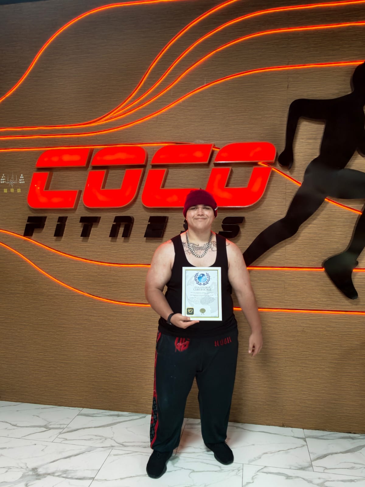 DONTÉ DIMECH FOR SETTING A NEW OFFICIAL WORLD RECORD IN HIGH PERFORMANCE LEG PRESS STRENGTH AT THE AGE OF SEVENTEEN
